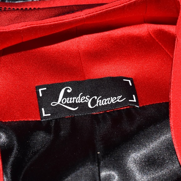 3pc Lourdes Chavez Haute Couture Red Silk Skirt Designer Suit Size S/M NEW!!! - Picture 11 of 15